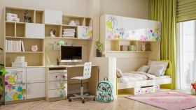 Детская комната Флёр (Белый/корпус Клен) в Шербакуле - sherbakul.katalogmebeli.com | фото