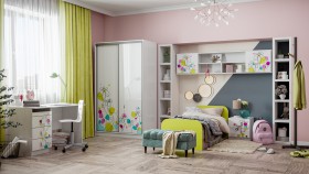 Детская комната Флер (Белый/корпус Выбеленное дерево) в Шербакуле - sherbakul.katalogmebeli.com | фото