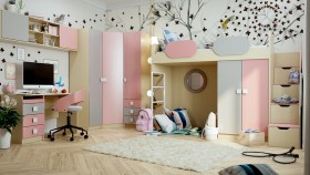 Детская комната Грэйси (Розовый/Серый/корпус Клен) в Шербакуле - sherbakul.katalogmebeli.com | фото