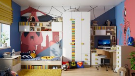 Детская комната Клаксон без машинок (Белый/корпус Клен) в Шербакуле - sherbakul.katalogmebeli.com | фото