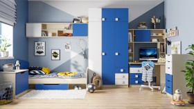 Детская комната Скай (Синий/Белый/корпус Клен) в Шербакуле - sherbakul.katalogmebeli.com | фото