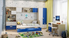 Детская комната Скай Люкс (Синий/Белый/корпус Клен) в Шербакуле - sherbakul.katalogmebeli.com | фото