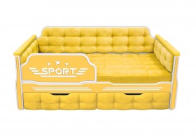 Кровать 160 серии Спорт 2 ящика 74 Жёлтый (мягкие боковые накладки) в Шербакуле - sherbakul.katalogmebeli.com | фото