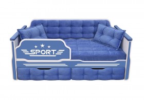 Кровать 160 серии Спорт 2 ящика 85 Синий (подушки) в Шербакуле - sherbakul.katalogmebeli.com | фото