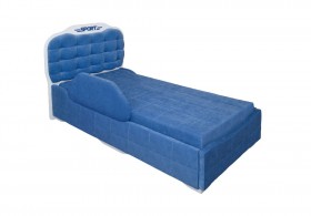 Кровать 190 Атлет Lux 29 Синий (мягкий бортик) в Шербакуле - sherbakul.katalogmebeli.com | фото