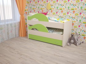 Кровать детская Радуга 1600 Млечный дуб/Салатовый в Шербакуле - sherbakul.katalogmebeli.com | фото