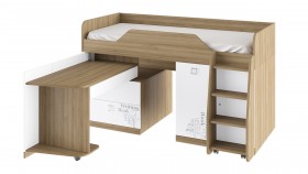 Кровать комбинированная «Оксфорд» (Ривьера/Белый с рисунком) в Шербакуле - sherbakul.katalogmebeli.com | фото 3