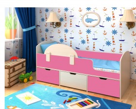Кровать Малыш-мини Дуб молочный/Розовый в Шербакуле - sherbakul.katalogmebeli.com | фото