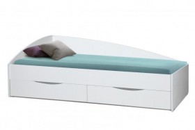 Кровать одинарная "Фея - 3" (асимметричная) (2000х900) New/(белый / белый / ДВПО белый) в Шербакуле - sherbakul.katalogmebeli.com | фото