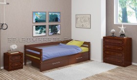 Кровать одинарная ГЛОРИЯ из массива сосны  900*2000 (Орех) в Шербакуле - sherbakul.katalogmebeli.com | фото