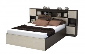 Кровать с прикроватным блоком КР 552 Спальня Basya (венге/белфорт) в Шербакуле - sherbakul.katalogmebeli.com | фото