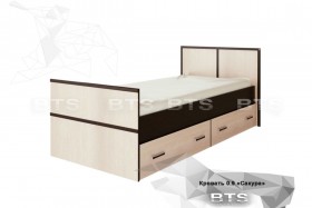 Кровать Сакура с настилом и ящиками 0,9 (Венге/Лоредо) в Шербакуле - sherbakul.katalogmebeli.com | фото