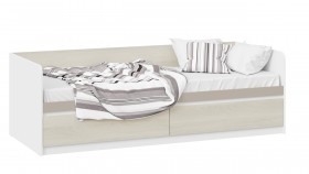 Кровать «Сканди» с 2 ящиками Дуб Гарден/Белый/Глиняный серый в Шербакуле - sherbakul.katalogmebeli.com | фото