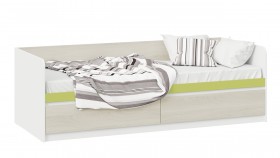 Кровать «Сканди» с 2 ящиками Дуб Гарден/Белый/Зеленый в Шербакуле - sherbakul.katalogmebeli.com | фото