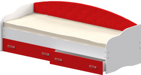 Кровать Софа-7 с мягкой спинкой (800х1900) Белый/Красный в Шербакуле - sherbakul.katalogmebeli.com | фото