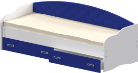 Кровать Софа-7 с мягкой спинкой (800х1900) Белый/Синий в Шербакуле - sherbakul.katalogmebeli.com | фото
