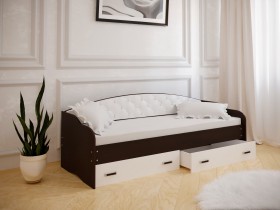 Кровать Софа-7 с мягкой спинкой (800х1900) Венге/ Белый в Шербакуле - sherbakul.katalogmebeli.com | фото