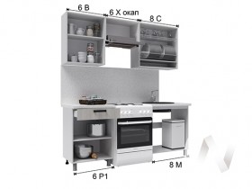 Кухня Салли 2.0 м с окапом (белый/сандал белый, серый/26 мм/дуб вотан) в Шербакуле - sherbakul.katalogmebeli.com | фото 3