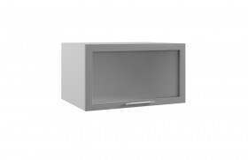 Квадро ГВПГС 800 шкаф верхний горизонтальный глубокий со стеклом высокий (Ваниль кожа/корпус Серый) в Шербакуле - sherbakul.katalogmebeli.com | фото