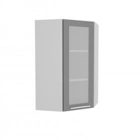 Квадро ВПУС 550 шкаф верхний угловой со стеклом высокий (Железо/корпус Серый) в Шербакуле - sherbakul.katalogmebeli.com | фото