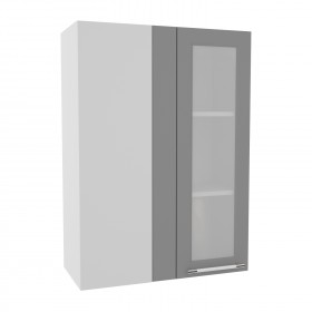 Квадро ВПУС 650 шкаф верхний угловой со стеклом высокий (Железо/корпус Серый) в Шербакуле - sherbakul.katalogmebeli.com | фото