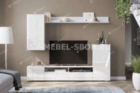 Мебель для гостиной МГС 4 (Белый/Белый глянец) в Шербакуле - sherbakul.katalogmebeli.com | фото 1