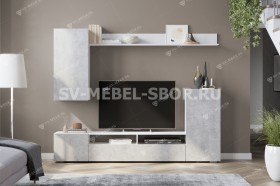 Мебель для гостиной МГС 4 (Белый/Цемент светлый) в Шербакуле - sherbakul.katalogmebeli.com | фото