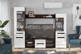 Мебель для гостиной МГС 6 (Исполнение 1/Венге/Белый глянец) в Шербакуле - sherbakul.katalogmebeli.com | фото