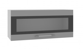 Норд ШВГС 800 Шкаф верхний горизонтальный со стеклом (Софт черный/корпус Белый) в Шербакуле - sherbakul.katalogmebeli.com | фото