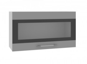 Ройс ВПГСФ 800 Шкаф верхний горизонтальный со стеклом с фотопечатью высокий (Графит софт/корпус Серый) в Шербакуле - sherbakul.katalogmebeli.com | фото