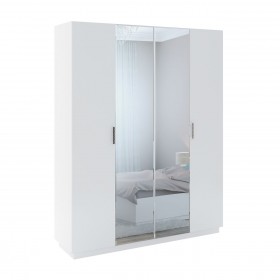 Шкаф с зер. 4 двери М22 Спальня Тиффани (белый текстурный) в Шербакуле - sherbakul.katalogmebeli.com | фото