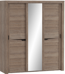 Шкаф трехдверный Соренто с раздвижными дверями Дуб стирлинг/Кофе структурный матовый в Шербакуле - sherbakul.katalogmebeli.com | фото