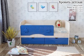 Техно Кровать детская 2 ящика 1.6 Синий глянец в Шербакуле - sherbakul.katalogmebeli.com | фото